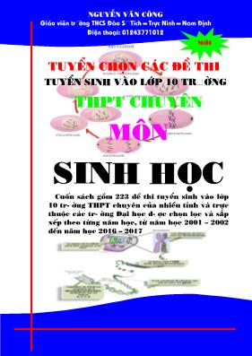 Tài liệu Tuyển chọn các đề thi tuyển sinh vào Lớp 10 trường THPT chuyên - Môn Sinh học